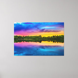 Toile Mur de luxe Art Pittoresque Lac d'eau Paysage Couc