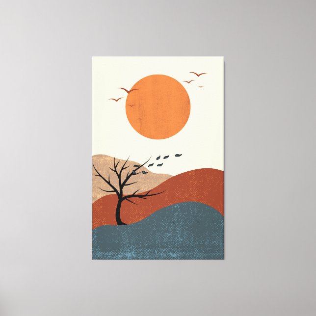 Toile Mur d'illustration couleur rouge, orange et beige (Recto)