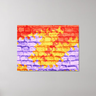 Toile Mur en brique rouge jaune violet pastel