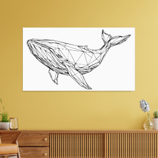 Toile murale baleine géométrique minimaliste