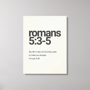 Toile murale chrétienne minimaliste Romains 5:3