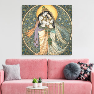 Toile murale divine Radhe Krishna – Spirituel