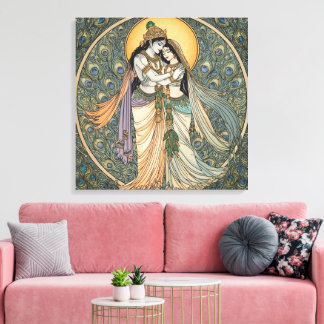 Toile murale divine Radhe Krishna – Spirituel