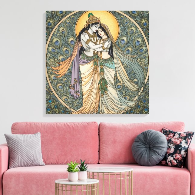 Toile murale divine Radhe Krishna – Spirituel (Insitu(Salon))