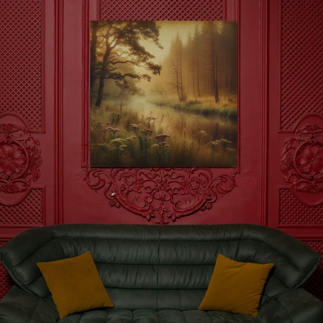 Toile Murmurations de la Rivière aux Saules – Art sur To (Golden hour marsh. Atmospheric cypress tree canvas. #BayouArt #SouthernCharm

)