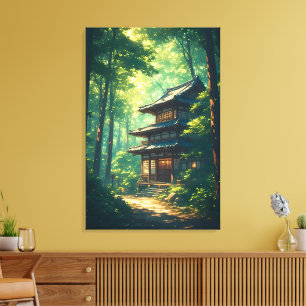 Toile Murmures de la Forêt : une retraite japonaise cach