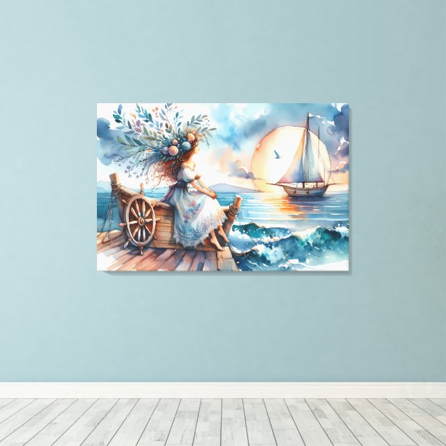 Toile Murmures de la mer au coucher du soleil (Insitu (Plancher de Bois))