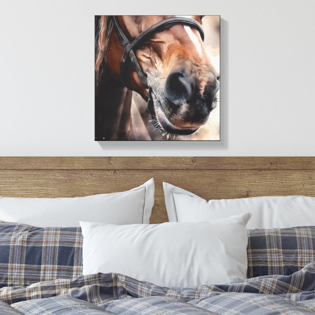 Toile Museau de cheval à l'aquarelle Fille du cheval Gro (Insitu(Chambre))
