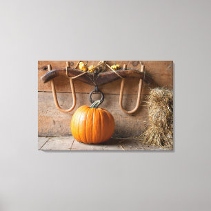 Toile Musée des Agriculteurs. Citrouille en grange avec