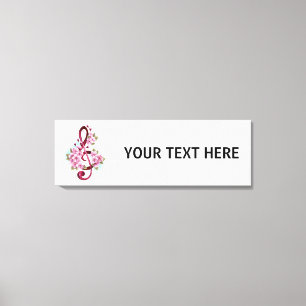 Toile Musical treble clef notes with sakura flowers