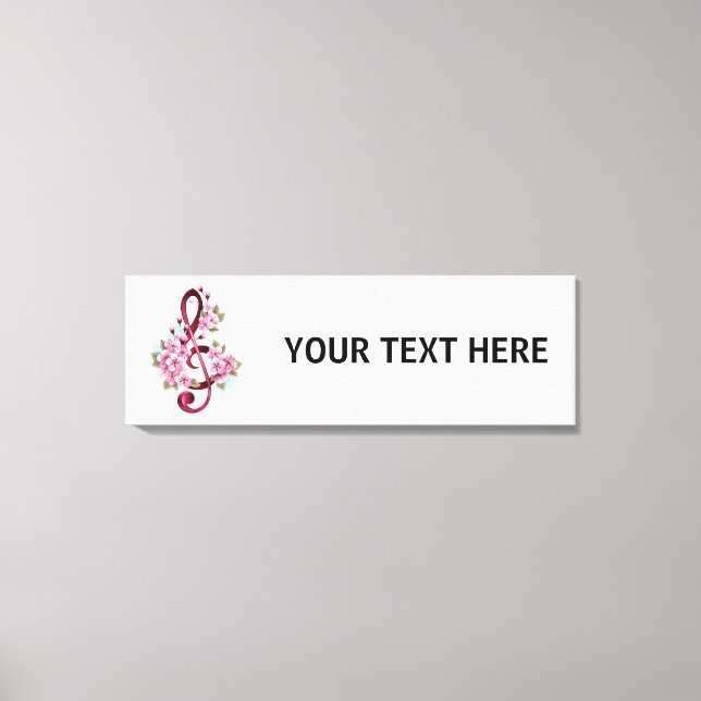 Toile Musical treble clef notes with sakura flowers (Recto)