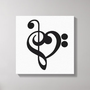 Toile Musicien Coeur de musique - Treble Bass Clef