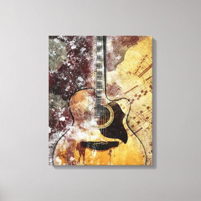 Toile Musique Abstraite Guitare Canvas Wall Art (Recto)