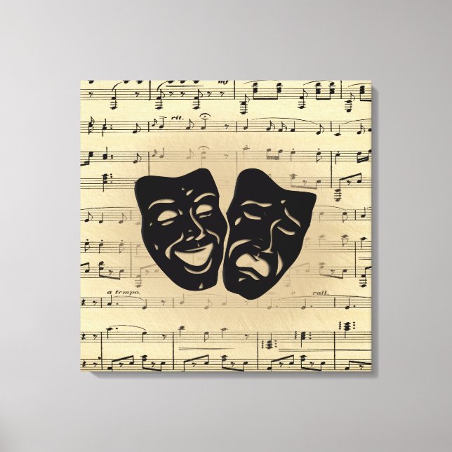 Toile Musique antique et masques de théâtre (Recto)