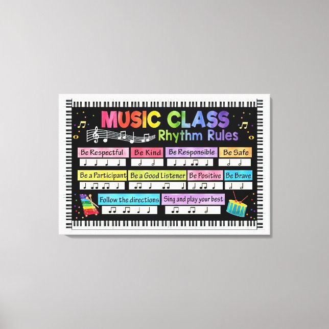 Toile Musique Classroom Poster Musique Classe Rhythm Rul (Recto)
