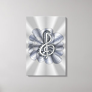 Toile Musique Clef Argent