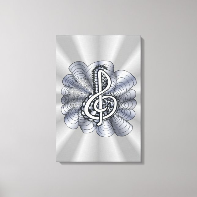Toile Musique Clef Argent (Recto)