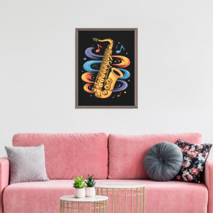 Toile Musique de saxophone colorée Flux Instrument de ja