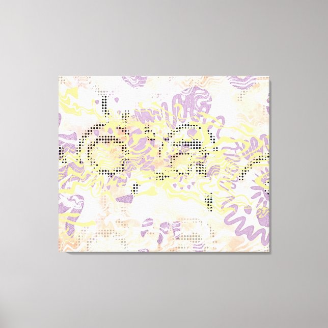 Toile Mustard Jaune lignes de torsion et orange nuageux (Recto)