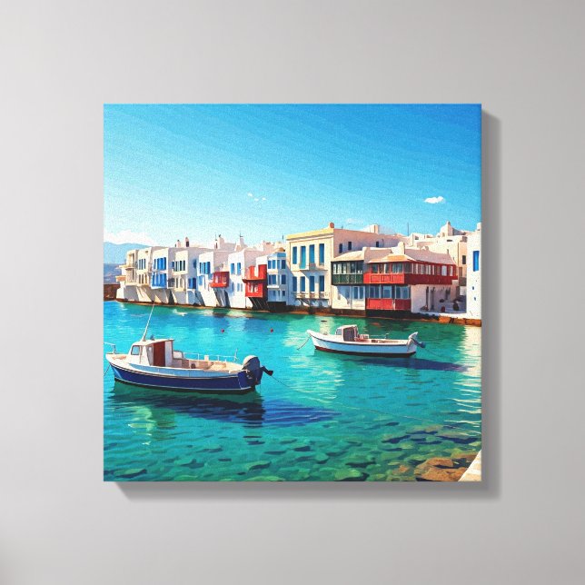 Toile Mykonos Grèce Îles grecques bateaux (Recto)