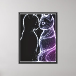 Toile Mystic Cats - Black and Light Duo sur Dark Canvas