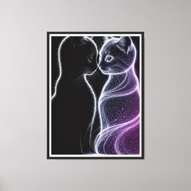 Toile Mystic Cats - Black and Light Duo sur Dark Canvas (Recto)