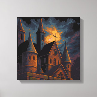 Toile Mystic Gothic Castle Under Moonlight