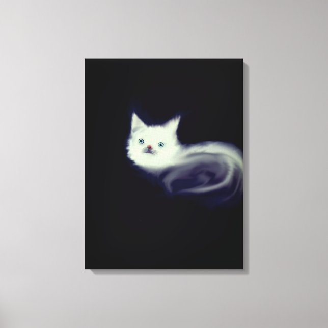 Toile Mystic White Kitten Canvas Mur Art-Blue Eyed Chat (Recto)