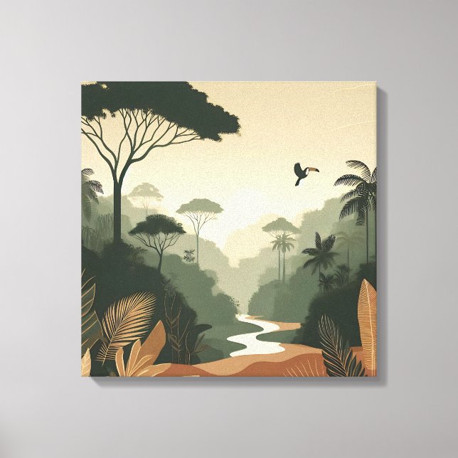 Toile Mystical Forest Wall Art – Lush Green Landscape (Recto)