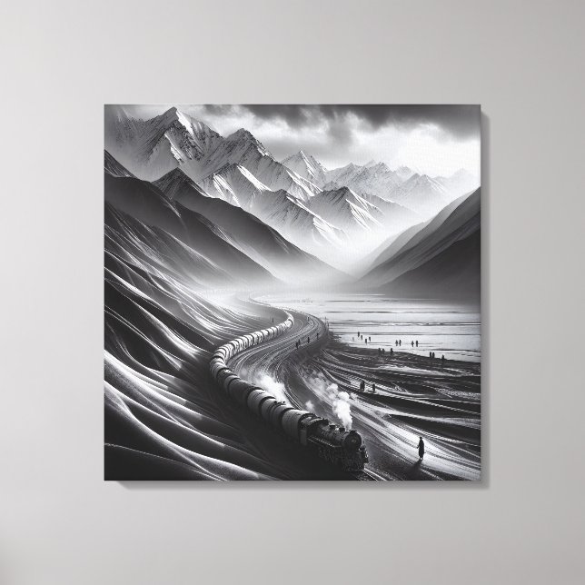 Toile Mystical Mountain Rails : Odyssée d'un train à vap (Recto)