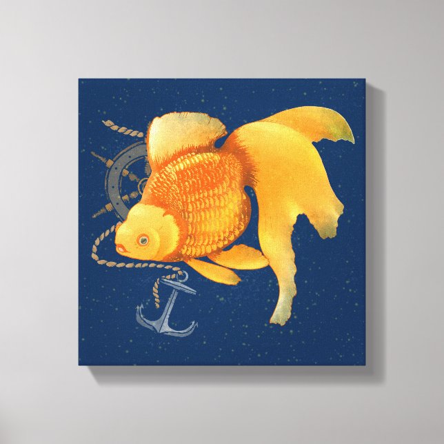 Toile Naautique Roue de Navire Ancre Poisson Rouge (Recto)