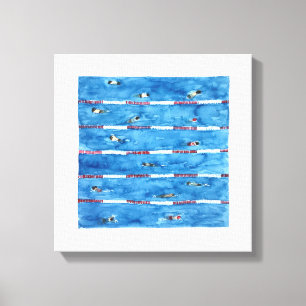 Toile Nageurs pendant les échauffements dans l'aquarell