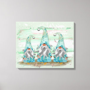 Toile Nains de plage aquarelle bleue tropicale