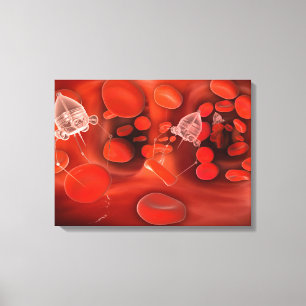 Toile Nanobots Médicales Dans Le Bloodstream