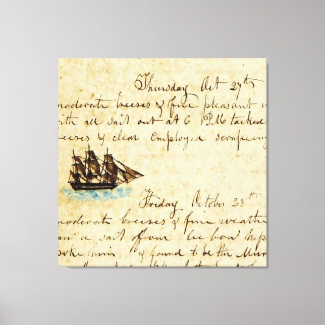 Toile Nantucket Whaling Ship Log 1841 (Recto)
