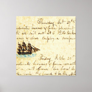 Toile Nantucket Whaling Ship Log 1841