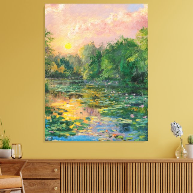 Toile Nappes d'eau par Claude Monet, coucher du soleil,  (Insitu(Salon))