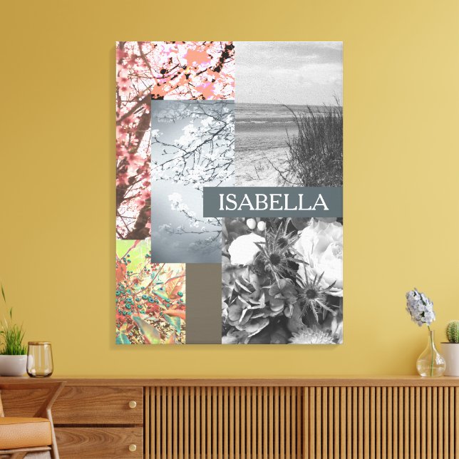 Toile Nature Abstraite dans Collage Nom et texte personn (Insitu(Salon))