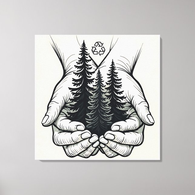 Toile Nature en mains sûres : Mur d'art forestier écolog (Recto)