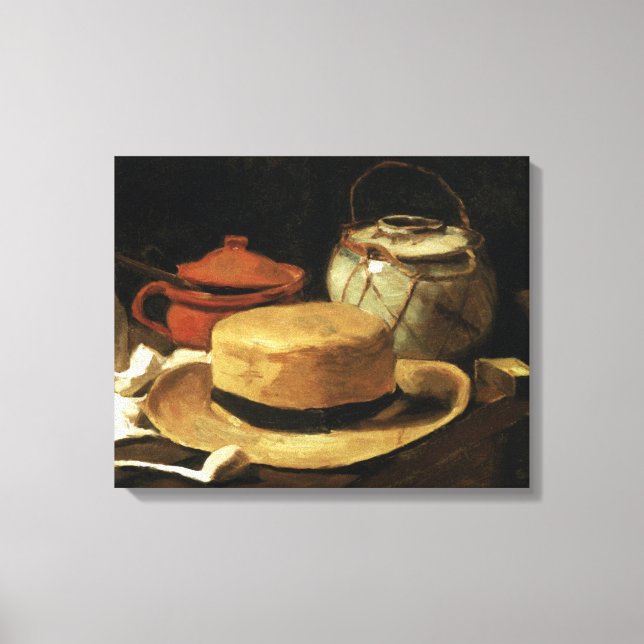 Toile Nature morte avec chapeau de paille jaune sur châs (Recto)