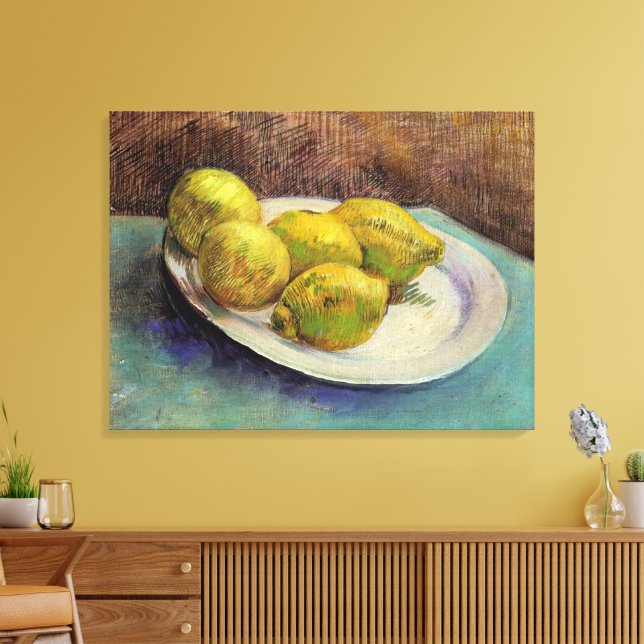 Toile Nature morte Citrons sur une assiette par Vincent  (Insitu(Salon))