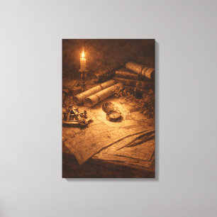 Toile Nature morte de bureau d'explorateur vintage