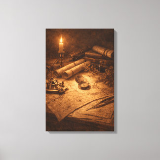 Toile Nature morte de bureau d'explorateur vintage