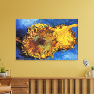Toile Nature morte Deux tournesols coupés par Vincent va