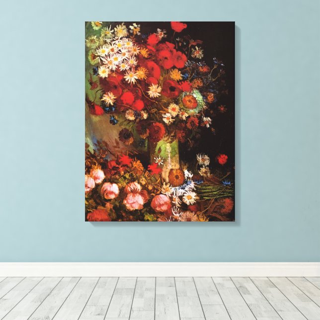 Toile Nature morte Fleurs dans un vase de Vincent van Go (Insitu (Plancher de Bois))