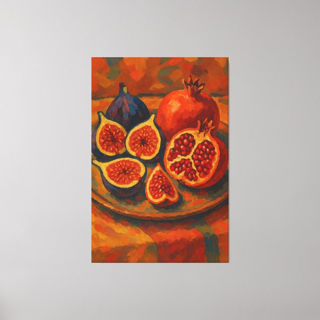 Toile Nature morte impressionniste de figue et de grenad (Recto)