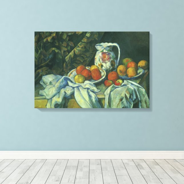 Toile Nature morte, rideau et pichet de Paul Cezanne (Insitu (Plancher de Bois))