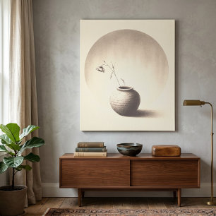 Toile Nature morte sépia éthérée - Fleur séchée dans un