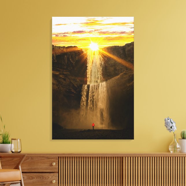 Toile Nature pittoresque - Cascade au coucher du soleil (Insitu(Salon))