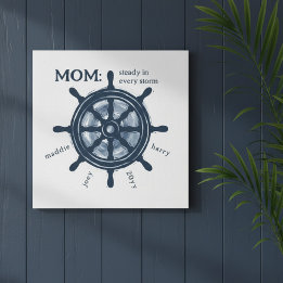 Toile Nautical Heritage Ship Wheel Mom and Family Names